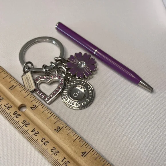 Coach Silver and Purple Charm Key Holder and Coach Pen - Picture 4 of 6